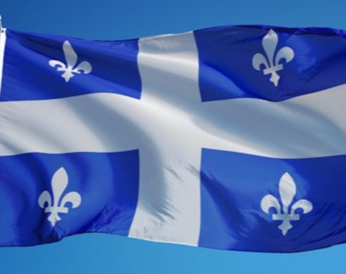 Quebec National Big Waving Pole Flag Drapeau Fleur De Lis Lys