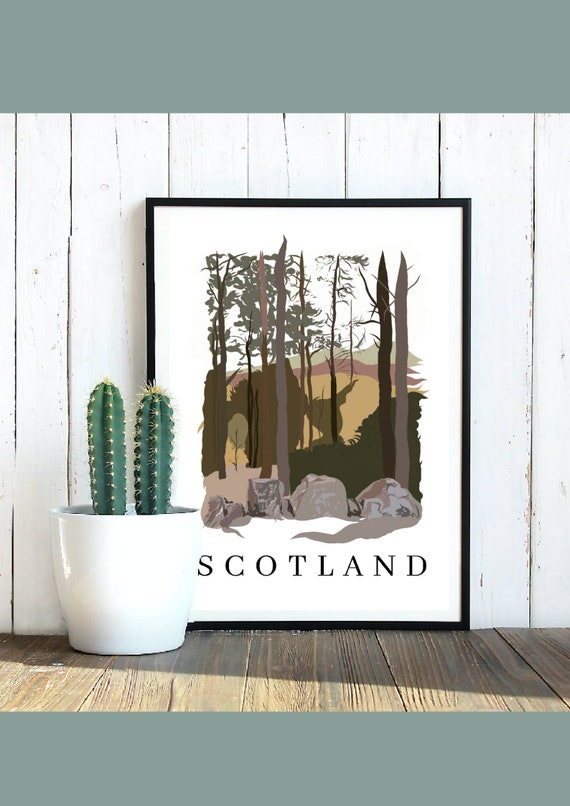 A3/A4 Escocia Forest cartel/impresión