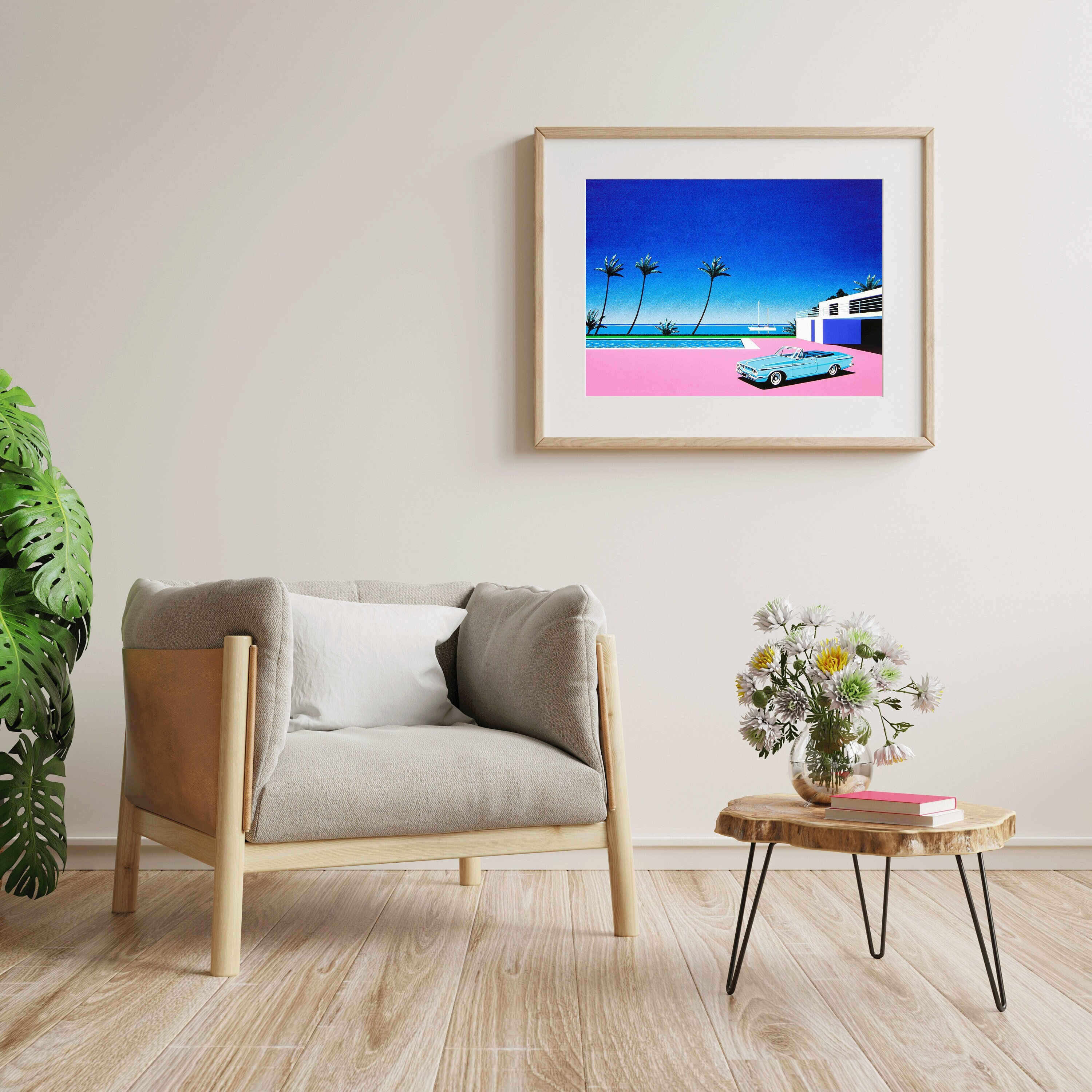 桜井 ポスターペーパーMAX RCGX914 2インチ Hiroshi Nagai - Pink Driveway - Art Print Poster - Etsy