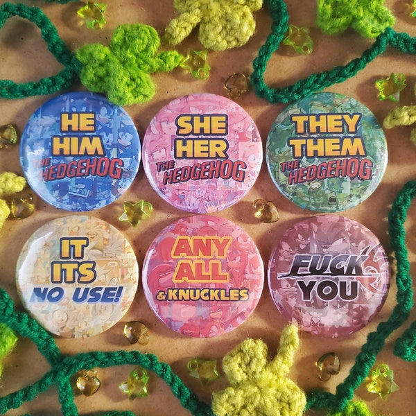 Sonic the Hedgehog Pronoun Buttons! Be your true Hedgehog self!