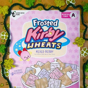 Frosted Kirby Wheats | Kirby Air Ride Parody Gamecube Cereal Box Poster