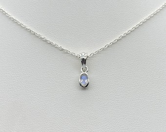 Natural Blue Moonstone 5x3mm Pendant in Sterling Silver 925, PENDANT ONLY