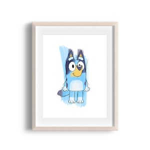 Impresión del cartel de la acuarela del arte de la pared del dormitorio de los niños azules