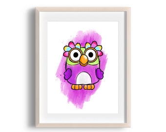 Bluey Chattermax Childrens Bedroom Wall Art Watercolour Poster Print