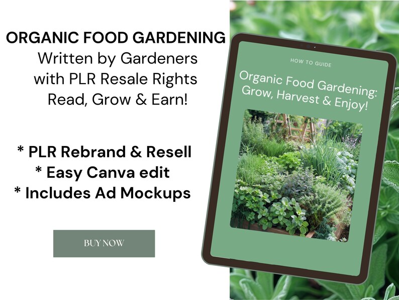 organic gardening e book, resell rights, profit, canva template