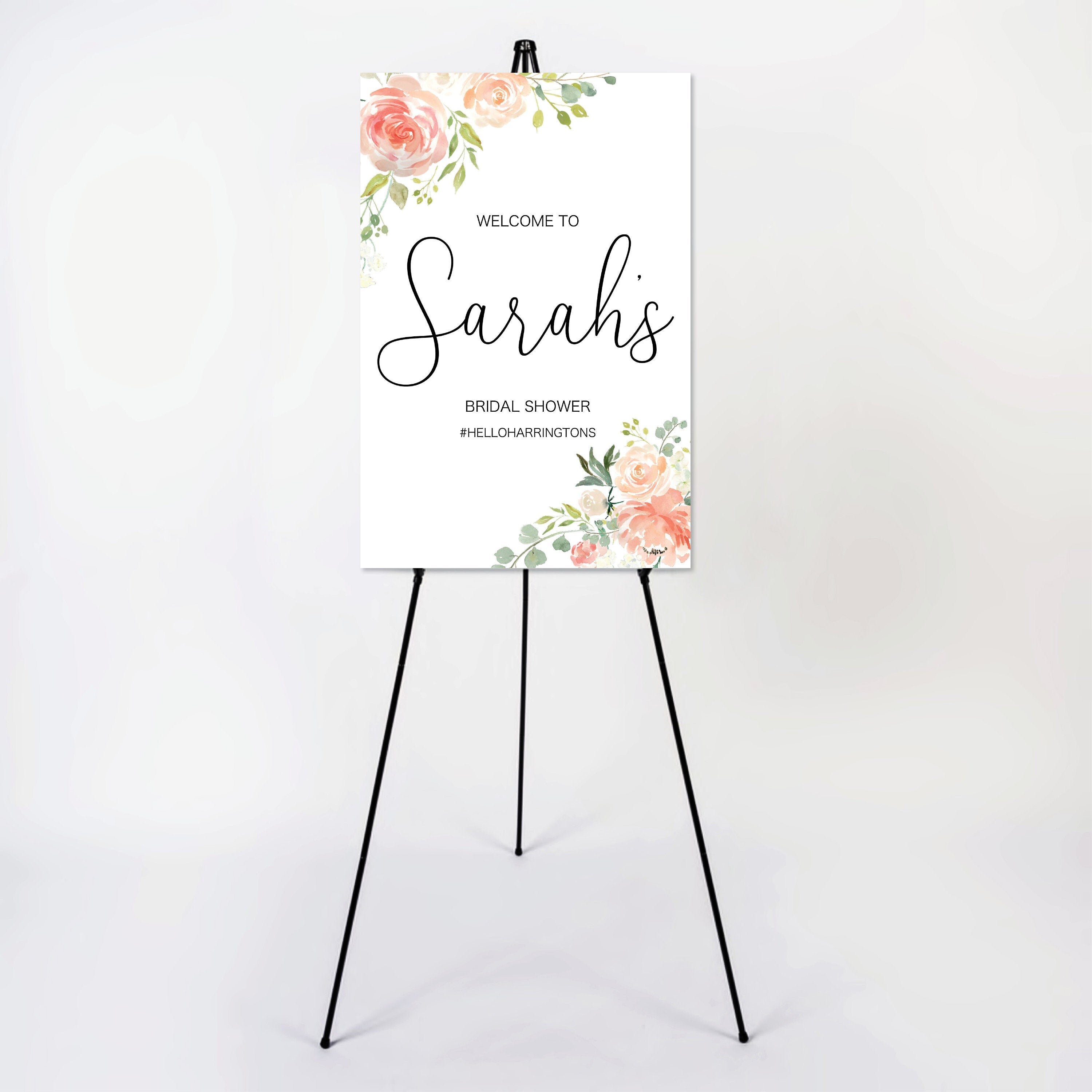 Bridal Shower Sign Easel Hens Party Peach Floral Etsy