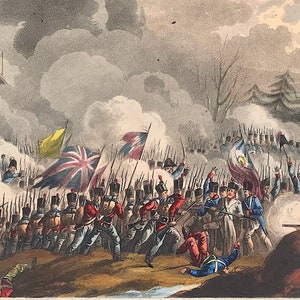 Military Battle of  St Jean De Luz 1813 Peninsular War Jenkins Martial Achievements of Great Britain fine hand coloured aquatint print