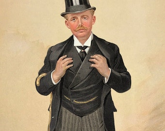 1910 Earl of Arran by Spy artist for Vanity Fair caricatures for "The World" Rare print coloured chromolithograph wall art Antique print
