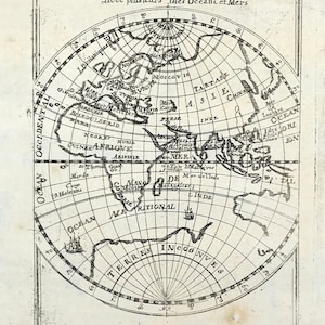 Mapa antiguo Continente Alain Mallet 1683 Original Islas Océanos Mares Golfos de Descripción del mapa de coleccionistas de L'Univers con más de 330 años de antigüedad
