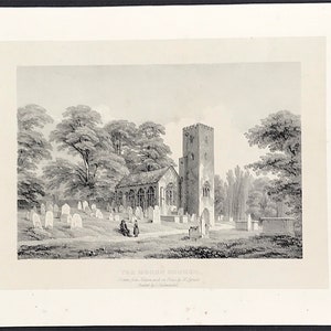 1842 Torquay Tormohun Church Devon view by William Spreat drawn from nature and on stone unique collectors gift print of St Saviour