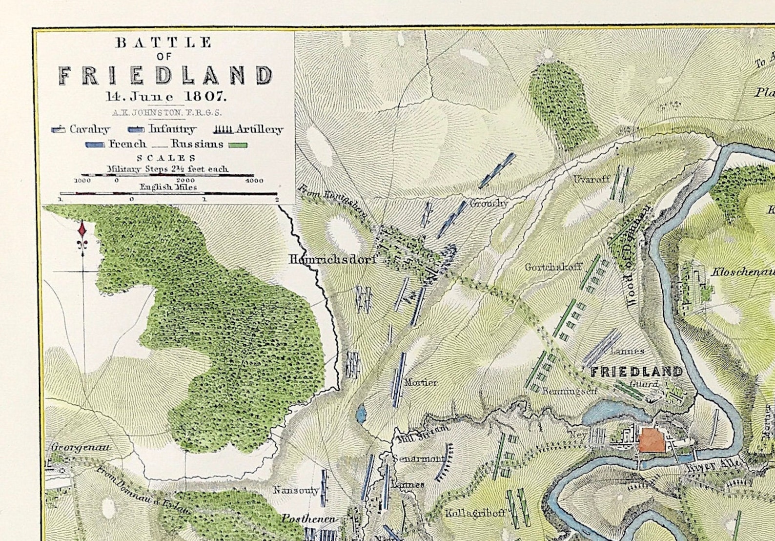 Military Battle of Friedland 1807 by A K JOHNSTON fine hand | Etsy