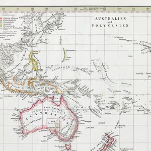 Landkarte Australien 1862 Neuholland und Polynesien Mit einer Nebenkarte von Südaustralien einschließlich Tasmanien, Van Diemen's Land