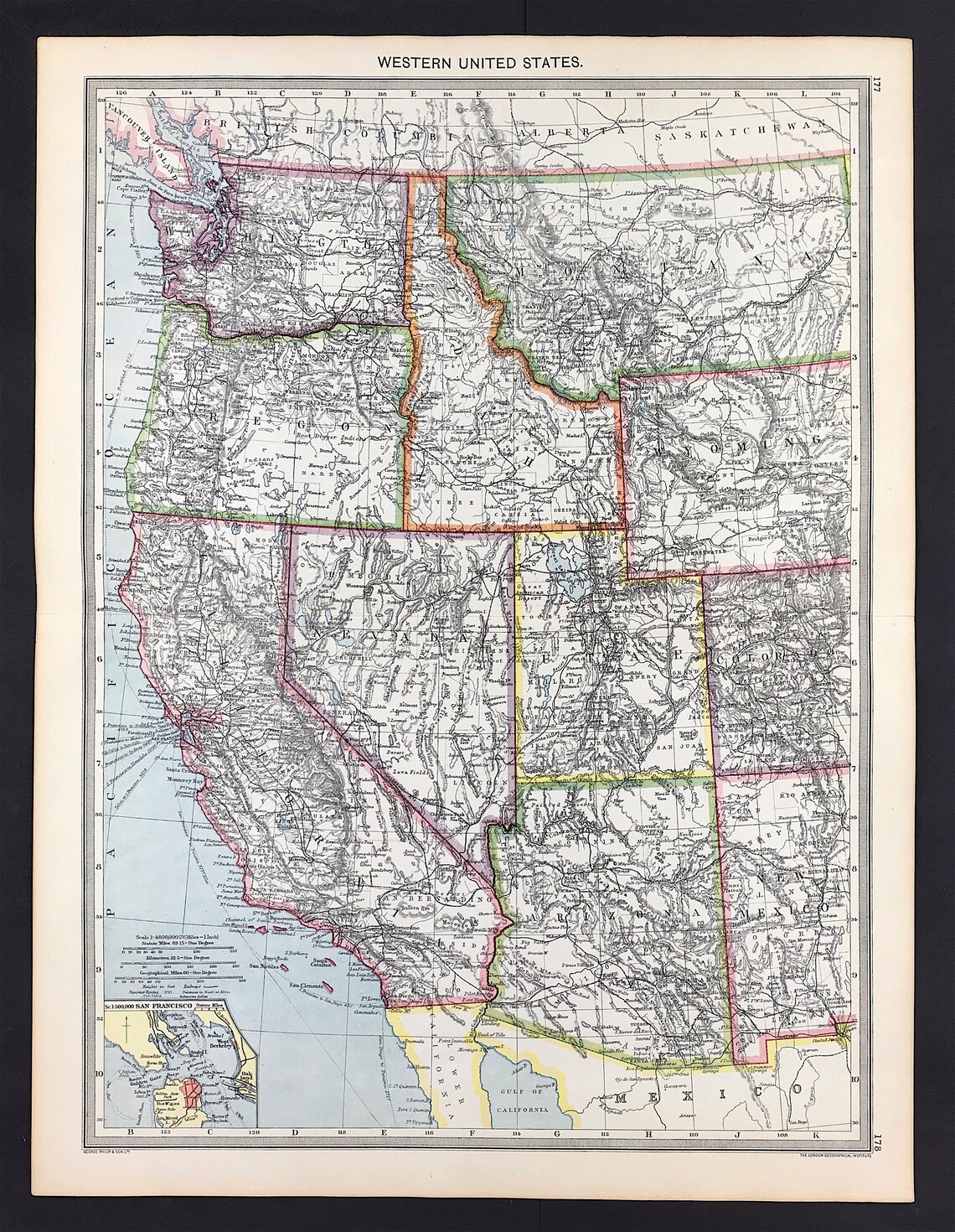 1906 Map of Western United States of America for the Harmsworth Universal Atlas, Large General ...