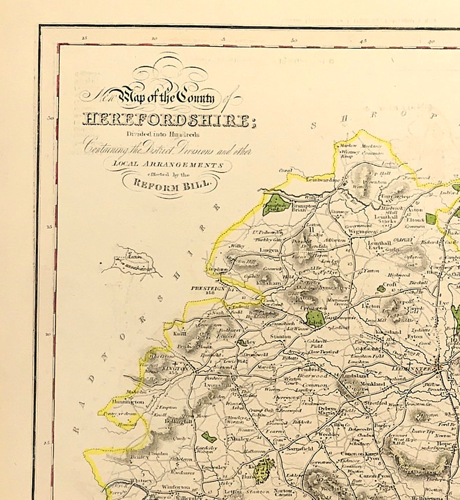 Map of Herefordshire England fine details of county Antique Etsy