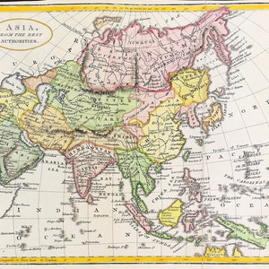Asien 1814 Antike Landkarte aus den Besten Autoritäten gestochen von Neele Original fein detailliert mit Handaquarell.
