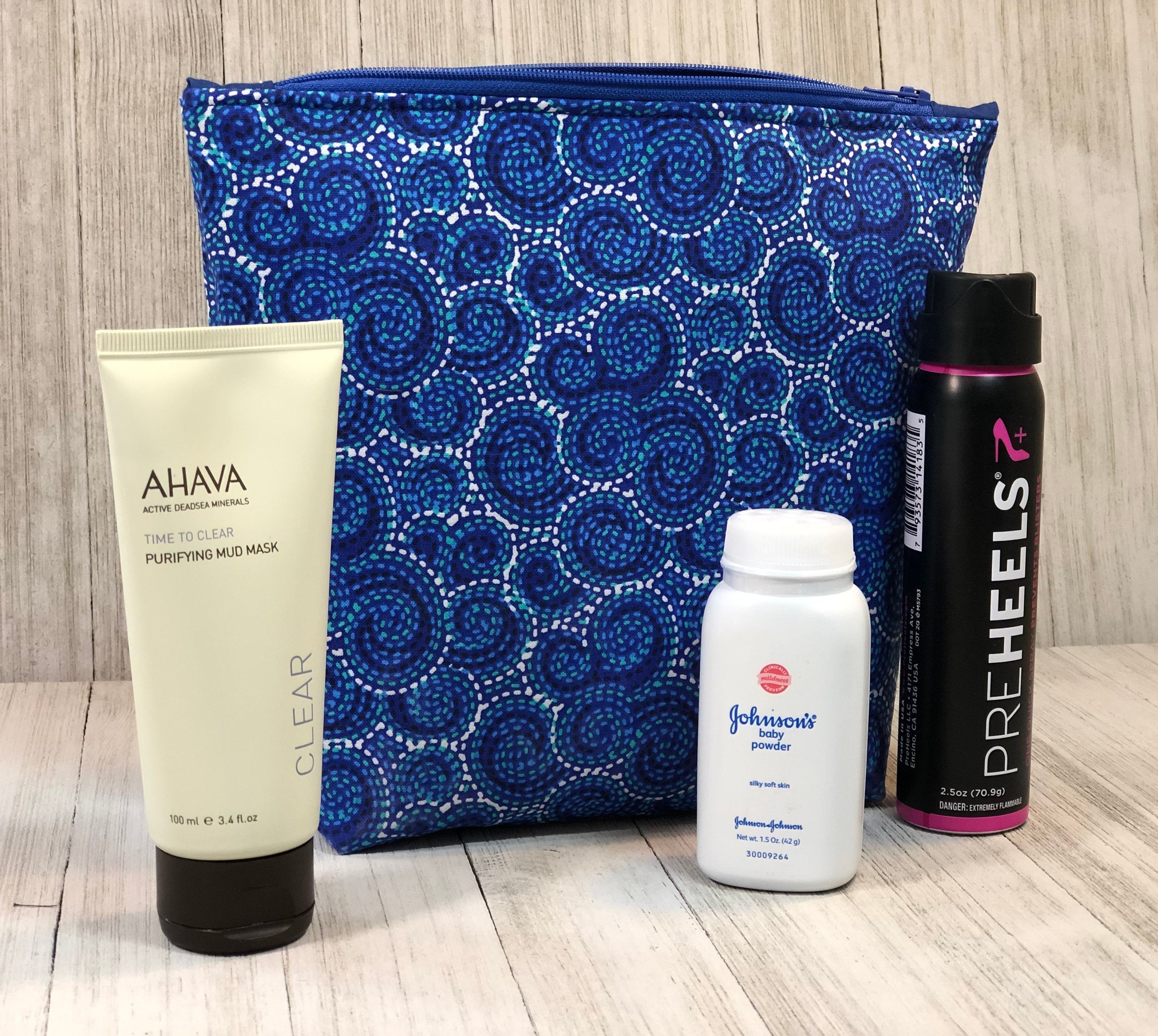 Blue Cosmetic Bag Blue Makeup Bag Blue Toiletry Bag Blue Etsy