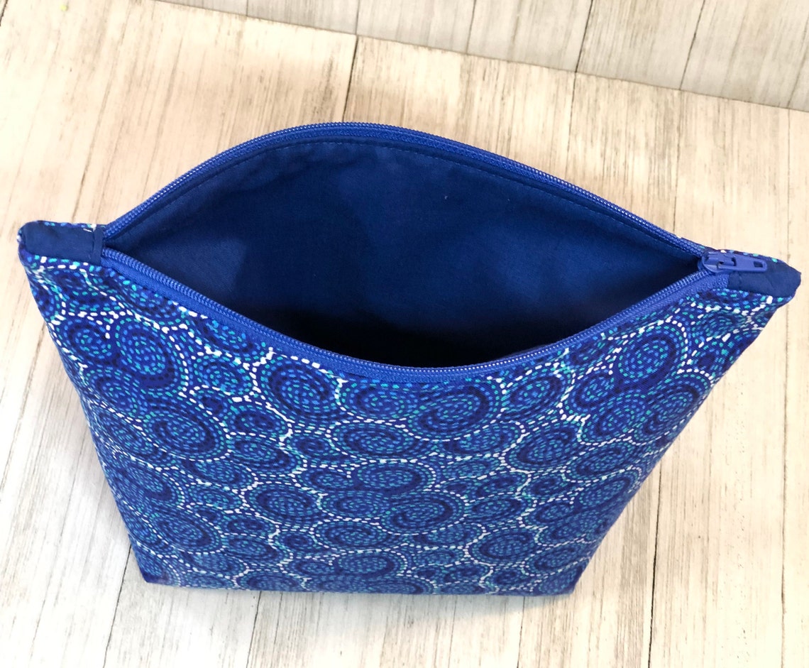 Blue Cosmetic Bag Blue Makeup Bag Blue Toiletry Bag Blue Etsy
