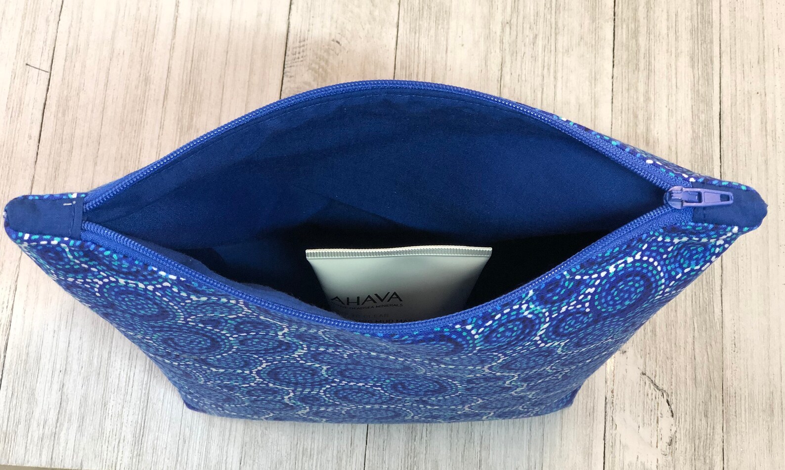Blue Cosmetic Bag Blue Makeup Bag Blue Toiletry Bag Blue Etsy