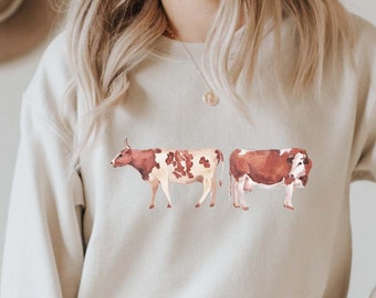 Cow Sweatshirt, Cow Sweatshirt, Western Crewneck, Animal Sweatshirt, Cows, Animal Lover Geschenk, Farm Girl Sweatshirt, Graphic Crewneck, Cow Top