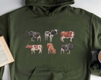 Cow Sweatshirt, Vintage Western Hoodie, Cows, Animal Sweatshirt, Cow Lover Gift, Farm Girl Shirt, Graphic Pullover, Cow Shirt