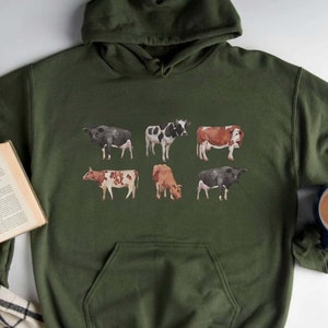 Cow Sweatshirt, Vintage Western Hoodie, Cows, Animal Sweatshirt, Cow Lover Gift, Farm Girl Shirt, Graphic Pullover, Cow Shirt