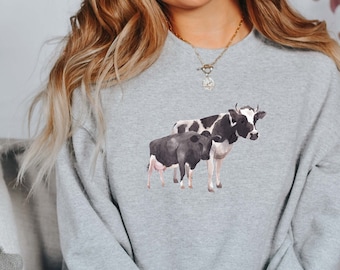 Felpa mucca, Girocollo mucca, Top mucca, Amante della fattoria, Ragazza della fattoria, Camicia della mucca, Cottagecore