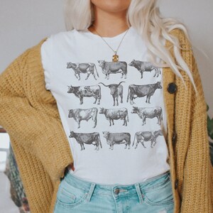 Camiseta de vaca, camiseta occidental, ropa cottagecore, camisa de vaca, jersey de vaca, regalos para amantes de las vacas Vintage, camiseta vintage, camiseta de amante de la granja