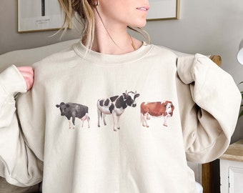 Cow Sweatshirt, Western Crewneck, Animal Sweatshirt, Kühe, Animal Lover Geschenk, Farm Girl Shirt, Graphic Crewneck, Cow Sweater, Cottagecore