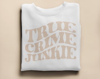 Sudadera True Crime Junkie, Murder Show Crewneck, True Crime Retro Vintage Hoodie, Regalo para ella, Amante de la televisión del crimen