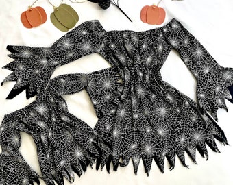 Matching mother daughter outfits, Mommy and me dresses,Halloween outfits for mommy and me,Black dress for mommy and me, halloween costume.
