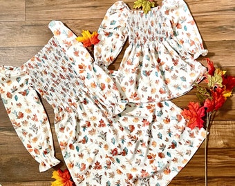 Matching mother daughter dresses for fall, Mommy and me matching outfits,Linen Dresses,Mommy and me outfits,matching dress for thanksgiving
