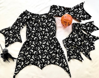 Mother Daughter Black Sequin Tulle Dress, Matching Halloween Costume