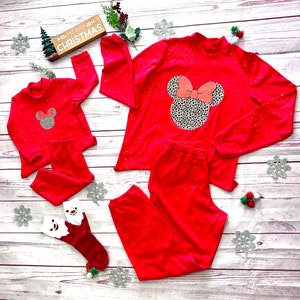 Mickey mouse leopard Matching Family Christmas pajamas, Mommy and me outfits, Matching mother daugther pajamas,loungewear mommy and me.