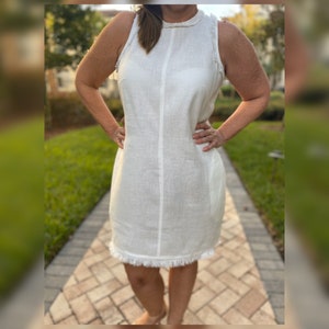 White linen dress, linen dresses for women, linen shirt dress, linen tunic, medieval linen dress, linen pinafore dress,for wedding