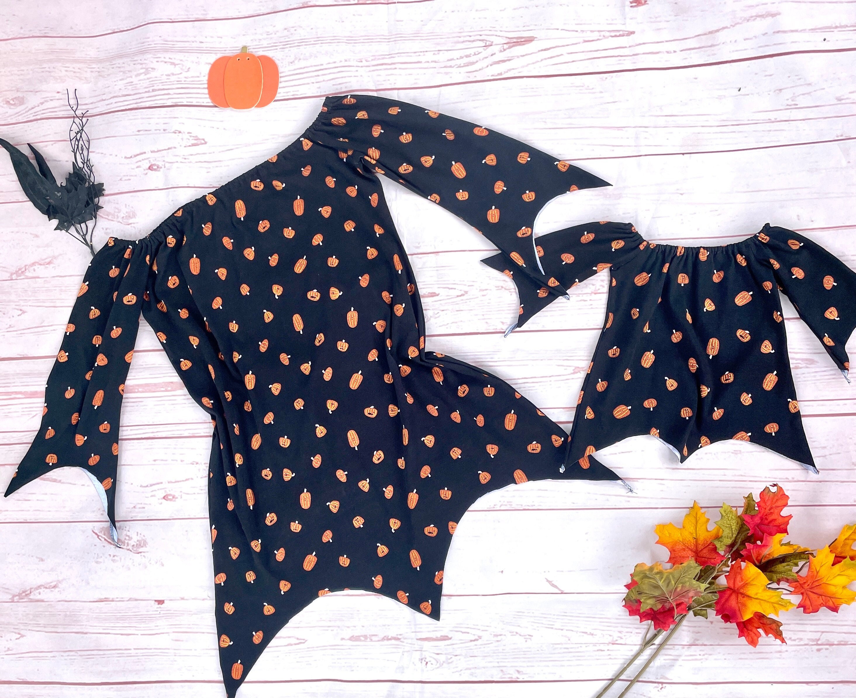 Matching pumpkin mother daughter outfits,Halloween outfits for mommy and me,Black dresses for mommy and me, halloween mommy and me costume.