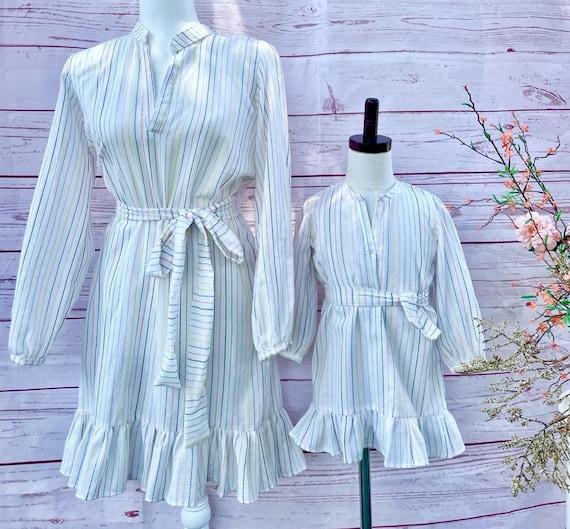 Matching mommy and me dresses, mommy and me outfits,Mothers day from daughter,white Matching cocktail outfits,mommy and me linen dress.