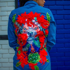 Custom handmade embroidered denim shirt/jacket, unique jacket, boho jacket women, oversized denim jacket, vintage jacket, 70s denim shirt