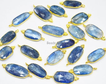 Blue Himalayan Kyanite Slice Shape Connector , Himalayan Kyanite Faceted Single Bail Connector , Sold By Piece , 12x15 - 13x22 mm , 7BGI126