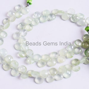 Prehnite Heart Shape Briolette , Prehnite Faceted Briolettes, Sold By Strand , 7.5x7.5 mm , 8&quot;, BL-5BGI058