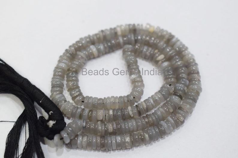 Grey Moonstone Tyre Shape Beads Grey Moonstone Beads 17/'/' Natural Grey Moonstone Smooth Beads Sold By Strand MC-1BGI59 5-6 mm
