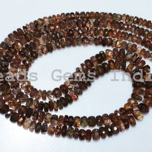 Natural Chocolate Andusalite Rondelle Briolettes, Chocolate Andusalite Faceted Beads, 3.50 - 6 mm, 17&quot;, 51BGI89