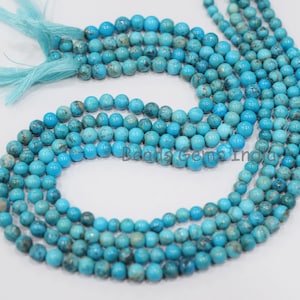 Arizona Turquoise Round Beads, Arizona Turquoise Smooth Beads, Arizona Turquoise Beads ,Sold By Strand, 5 to 7 mm, 16&quot;, 6BGI001