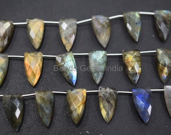 Labradorite Faceted Briolette , Labradorite Trillion Shape Briolettes, 11 Pieces in a Strand, Sold By Strand , 10x20 mm , 7.5&quot;, BL-6BGI013