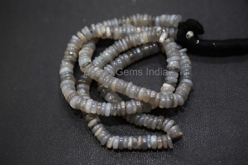 Grey Moonstone Tyre Shape Beads Grey Moonstone Beads 17/'/' Natural Grey Moonstone Smooth Beads Sold By Strand MC-1BGI59 5-6 mm