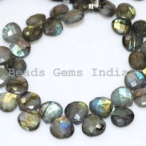 Labradorite Faceted Beads, Labradorite Heart Shape Briolettes,  10x10 mm , 8&quot;, 38BGI68