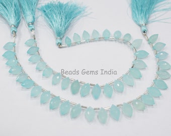 Aqua Chalcedony Dew Drops Shape Briolette ,Aqua Chalcedony Faceted Briolettes, Sold By Strand , 6x11-8x14 mm, 8", 18BGI982