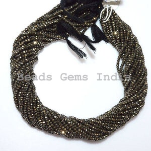 Natural Pyrite Rondelle Beads, Pyrite Faceted Beads, 3 mm, 13&quot;, 6BGI75B