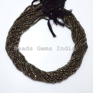 Natural Pyrite Rondelle Beads, Pyrite Faceted Beads, 3.25 mm, 13", 6BGI75C