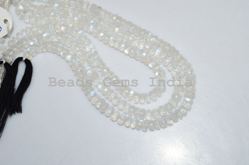 White Rainbow Moonstone Faceted Beads Natural White Rainbow Moonstone Rondelle Beads 90BGI30 10 6.25 mm