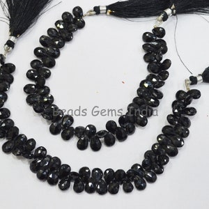 Black Onyx Pear Shape Briolette , Black Onyx Faceted Briolettes, Sold By Strand , 8x6-8.5x6.5 mm, 7.5&quot;, BL-1BGI621